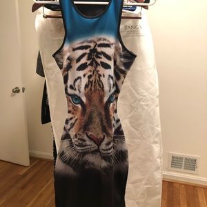 Forever 21 Cutout Tiger Print Dress Size Large